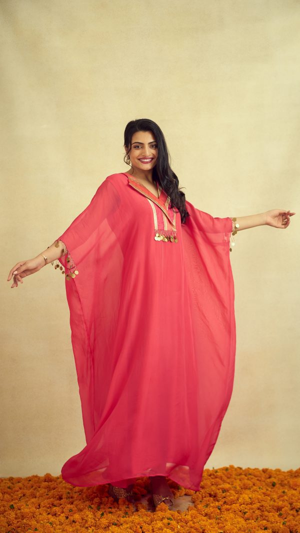 Peach Pink Flared Kaftan